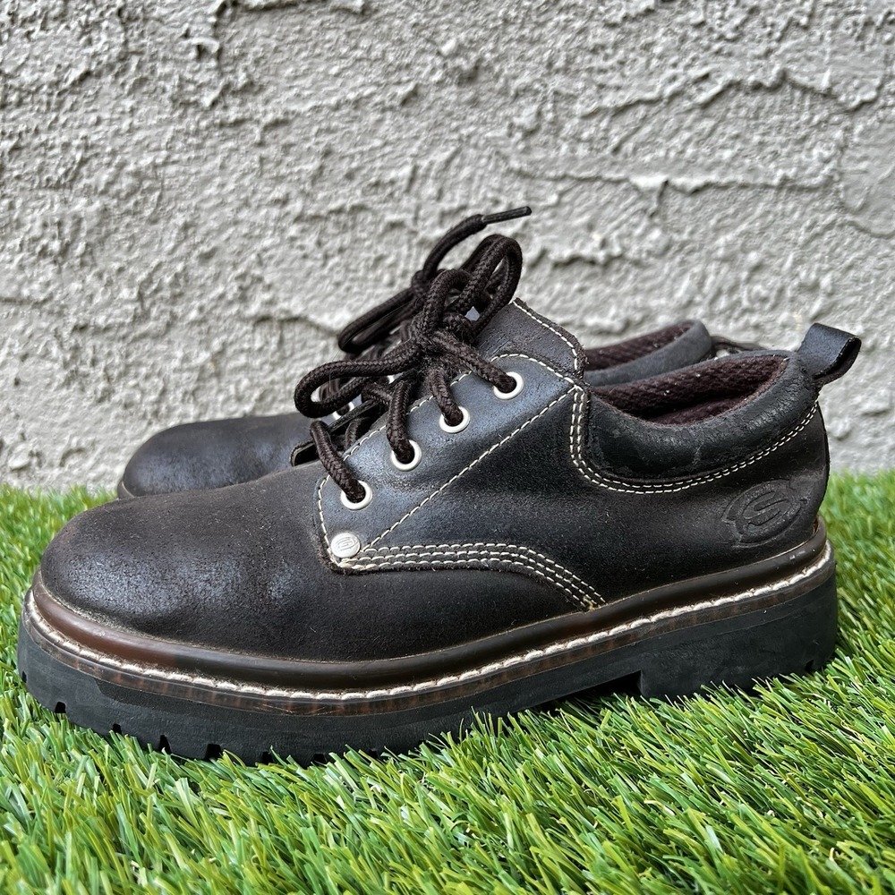 Skechers Shoes Women Size 6.5 Parties Mate Suede Leather Oxford Platform Chunky